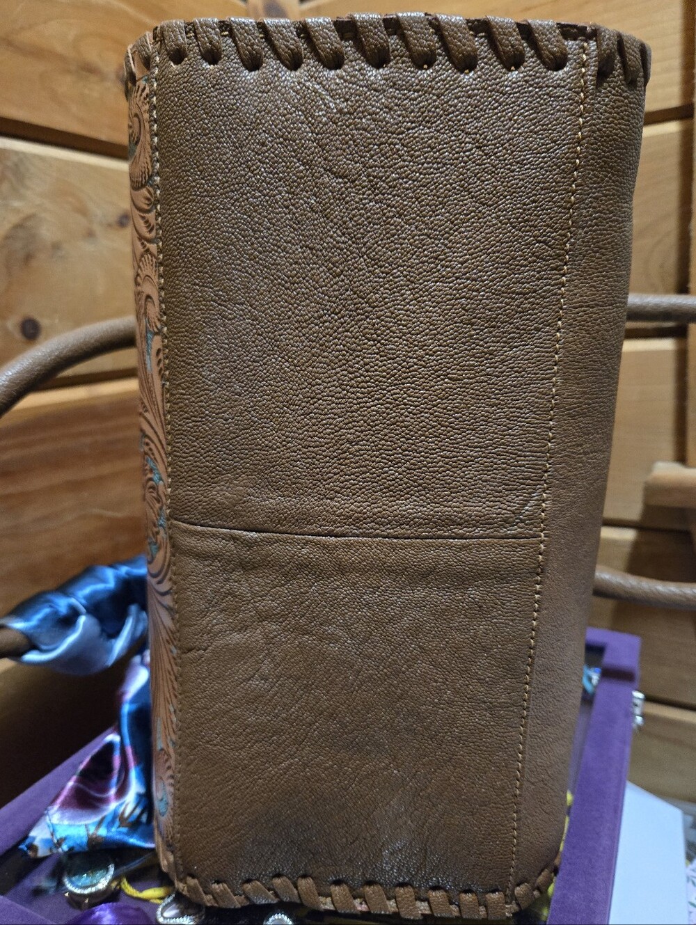 Genuine Leather Handtooled Speedy Satchel Handbag NWOT - Picture 11 of 12